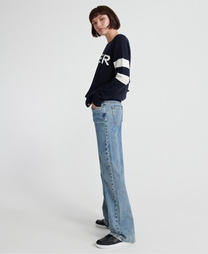 Superdry Frankie Wide Leg Női Farmer Kék | RFBMS9125